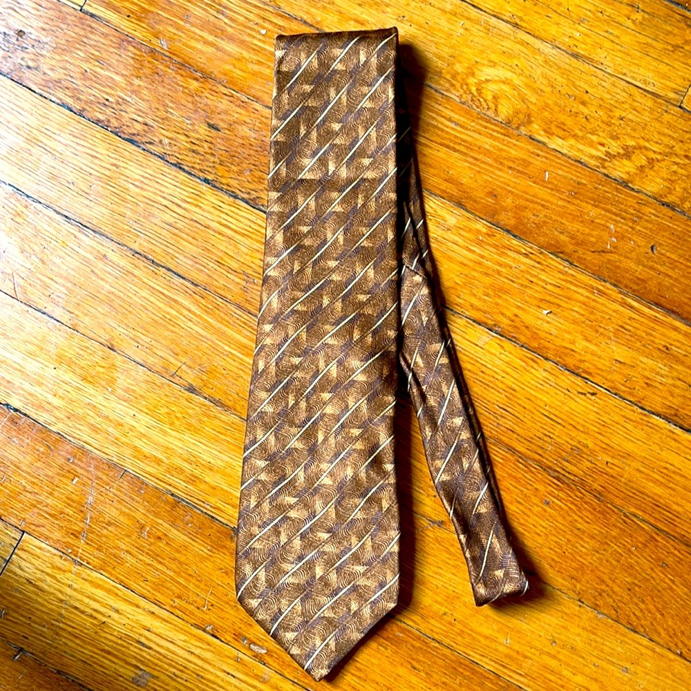 Brown Canali Tie with Gold Stripes